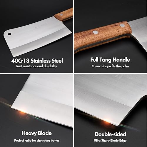 Miniatura 4 de Cuchillo de carnicero resistente SHI BA ZI ZUO para cortar huesos, cuchillo de cocina resistente