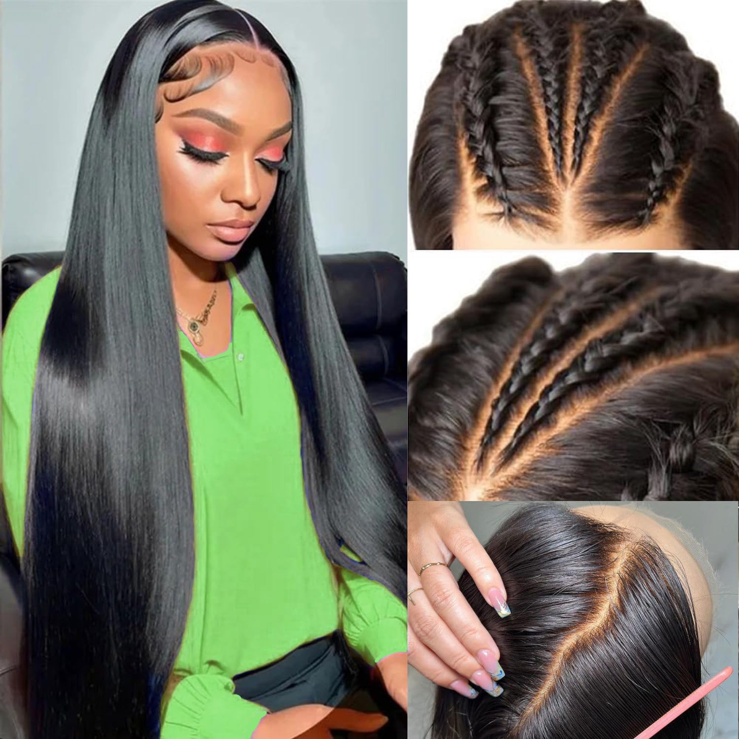 Amazon.com : 28 Inch 13x6 Lace Front Wigs Human Hair Pre  display picture 2