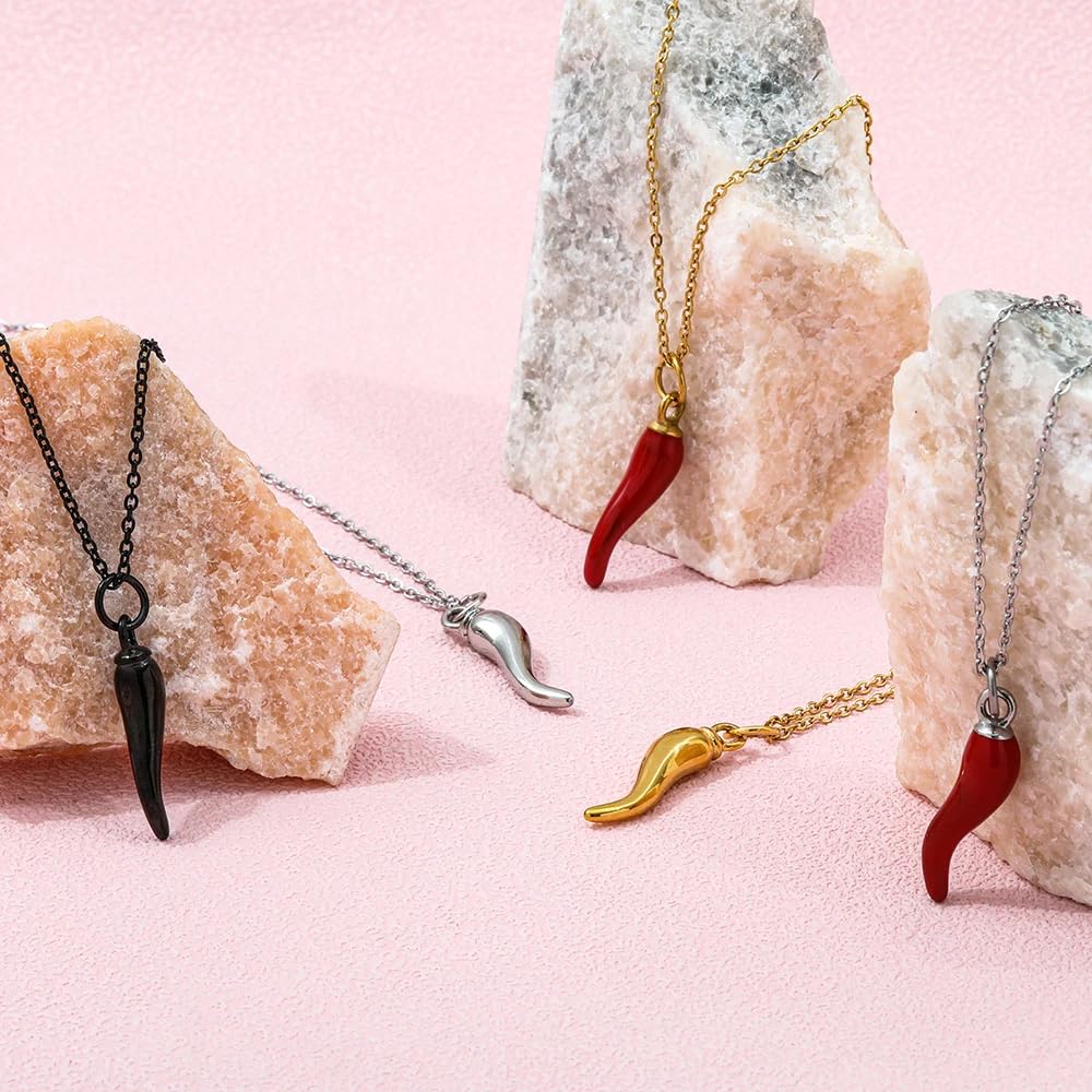 925 srebro kolorowy włoski róg urok dla kobiet mężczyzn, naszyjnik z papryczką chili, amulet na szczęście Cornicello urodziny prezenty świąteczne