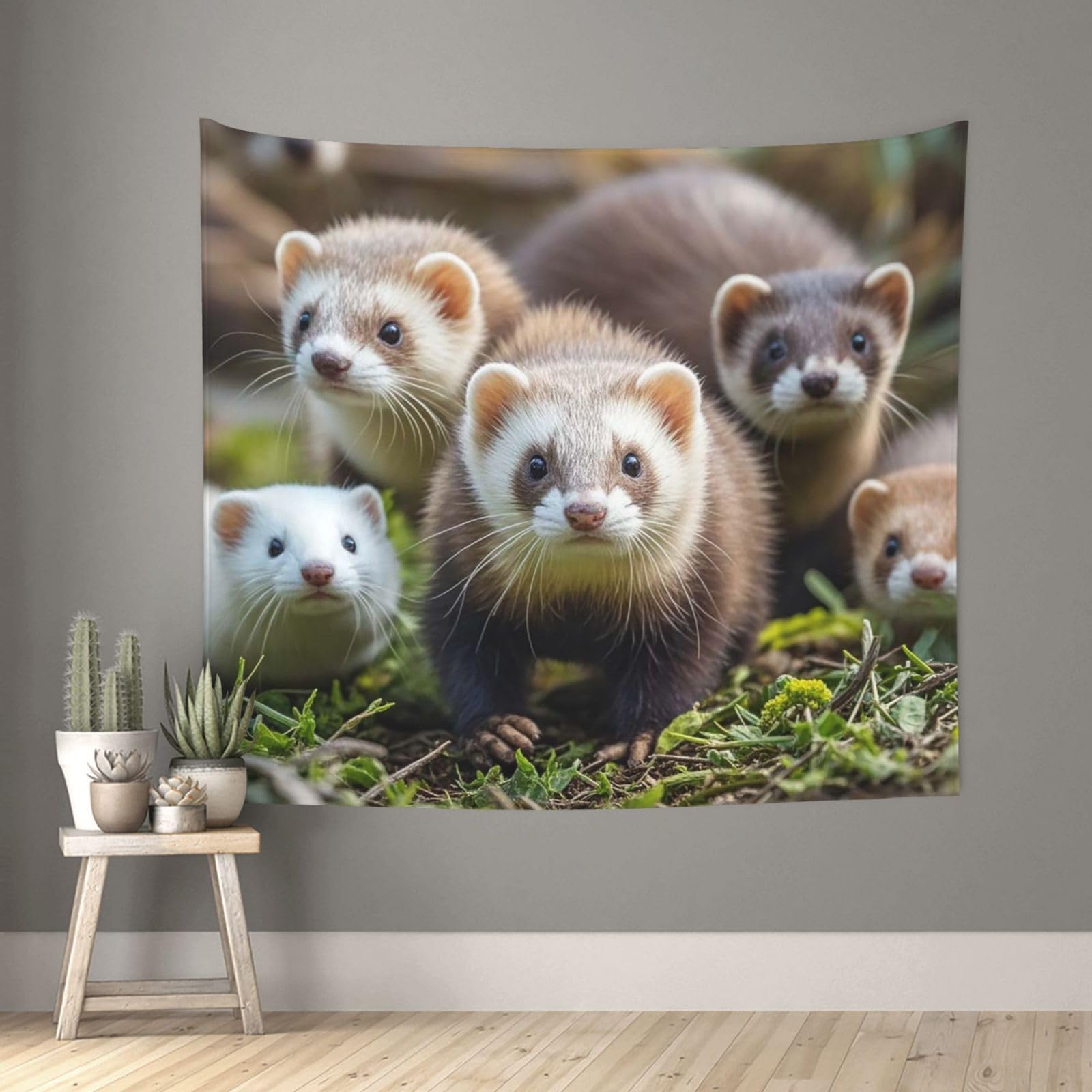 XOPEKVLAWM Tapestry Wall Hanging for Bedroom Aesthetic Wall Mural Tapestries 152x130 cm Art Backdrop Ferrets Tapestries Landscape Poster Tapestry for Living Room Dorm Office Home Decor