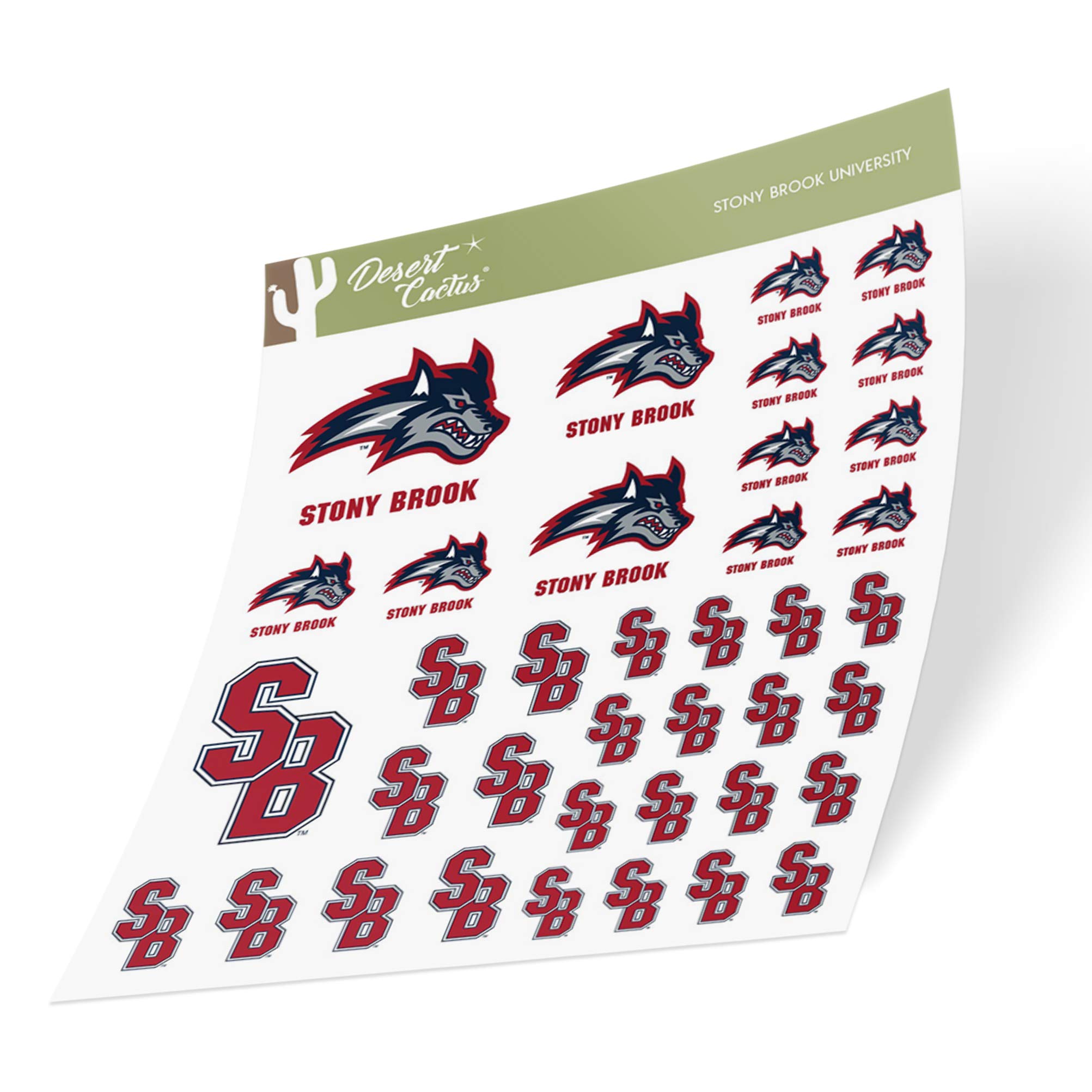 Desert Cactus Stony Brook University Sticker Seawolves Seawolf Sticker Vinyl Decals Laptop Water Bottle Car Scrapbook Sheet T1 (Type 1-1)