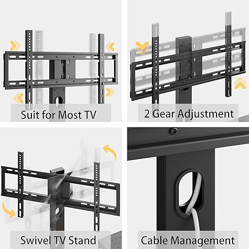 Miniatura 4 de IRONCK Soporte de TV de 79 pulgadas para televisores de hasta 85 pulgadas con soporte y toma de corriente, consola de TV de 3 niveles con estantes