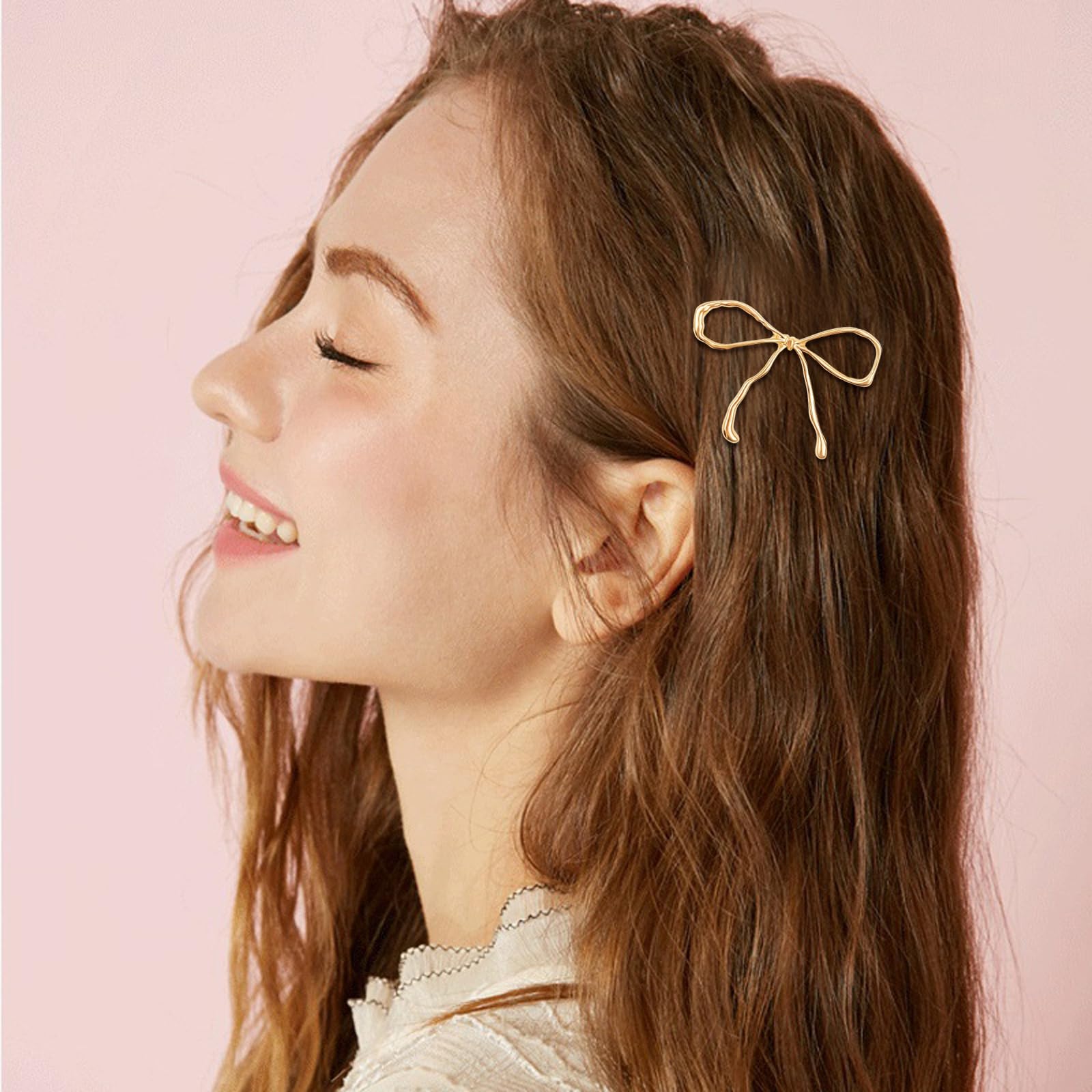 Amazon.com : 8 Pcs Metal Bow Hair Clips Chic Bows Hair Pins  display picture 3