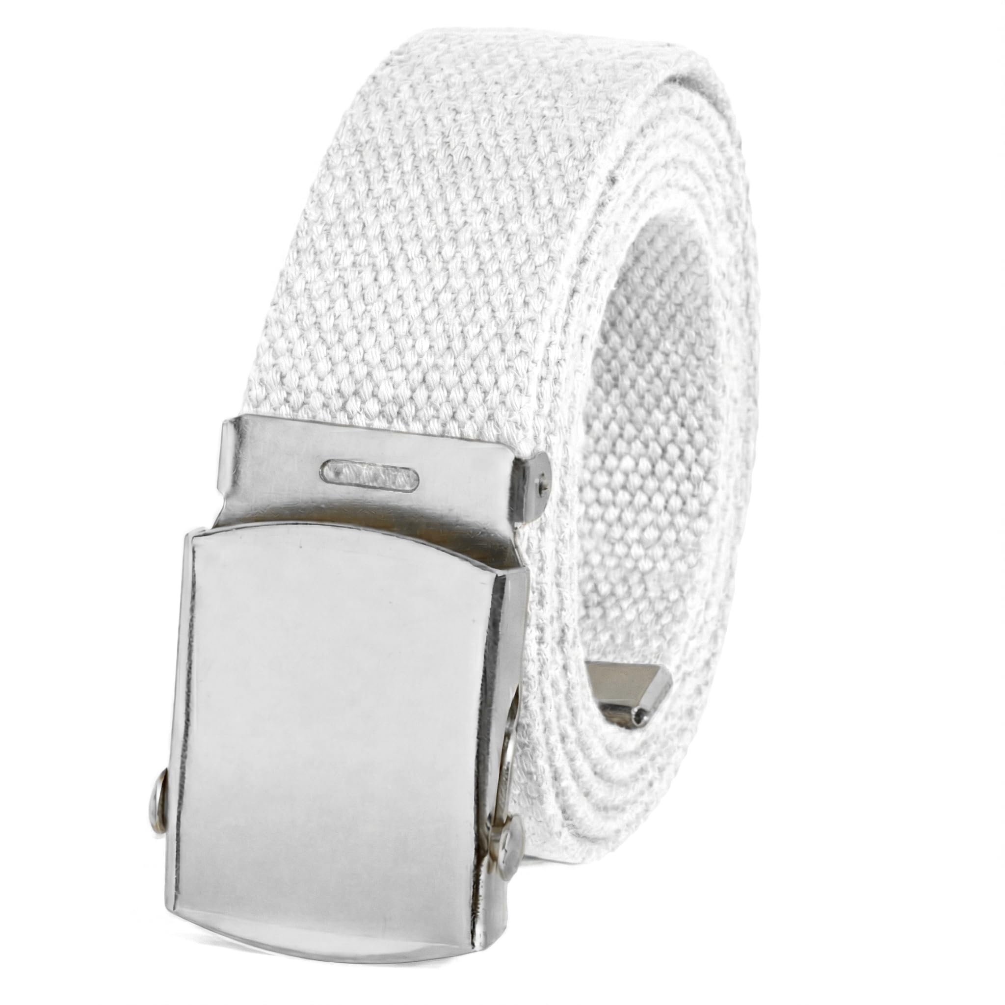 White Web Belt with Buckle Military Style-image-0
