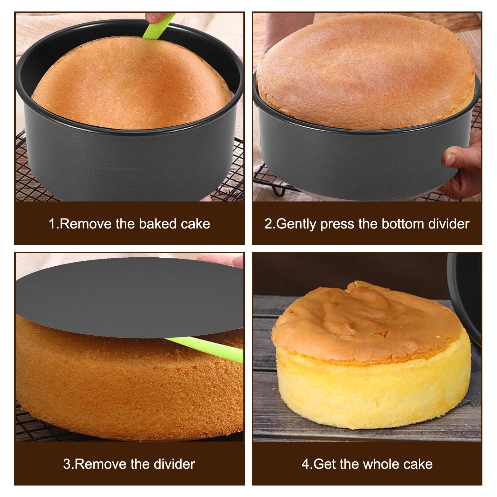 IVEOPPE Rund Backform,Backform 20cm Rund,2 Stück springform Set,Kuchenform Backformen mit,Runde Edelstahl-Kuchenform mit Antihaftbeschichtung,Geeignet für Kuchen,Brownies,Torten,Lasagned