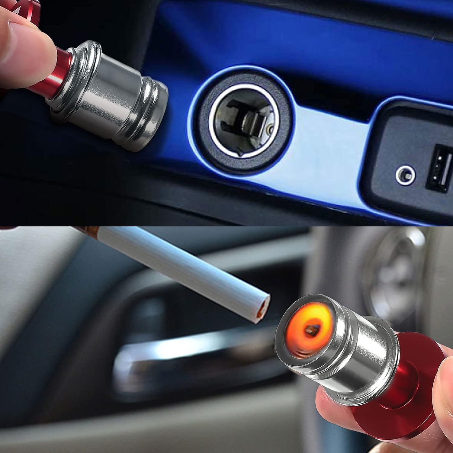 ALAMSCN EJECT FIRE MISSILES NITROUS Button Car Cigarette Lighter Replacement Plug Cover with Standard 12V Power Source for Automotive Vehicles Boats (FIRE MISSILES Red)