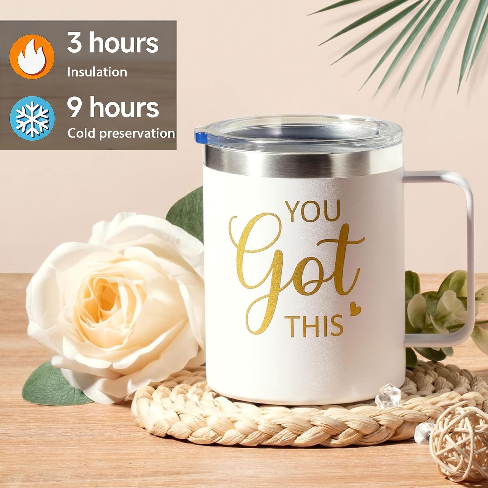 Geschenkset für Frauen, 12-teilig, Temperaturregelung, Tasse, entspannende Kerze, Pflegepaket, bequeme Überwurfdecke