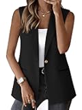 Summer Sleeveless Blazers for Women Business Casual Dressy Lapel V Neck Button Open Front Work Suit Vest Tops