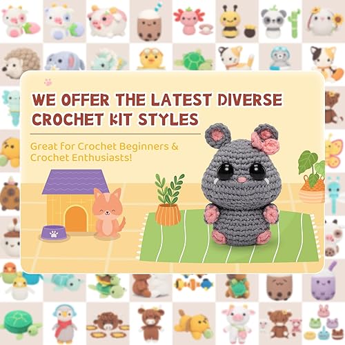 Miniatura 7 de Mewaii Kit de ganchillo para principiantes nivel 2 con 40% hilo fácil de poner en marcha extra ecológico, tutoriales en video paso a paso para