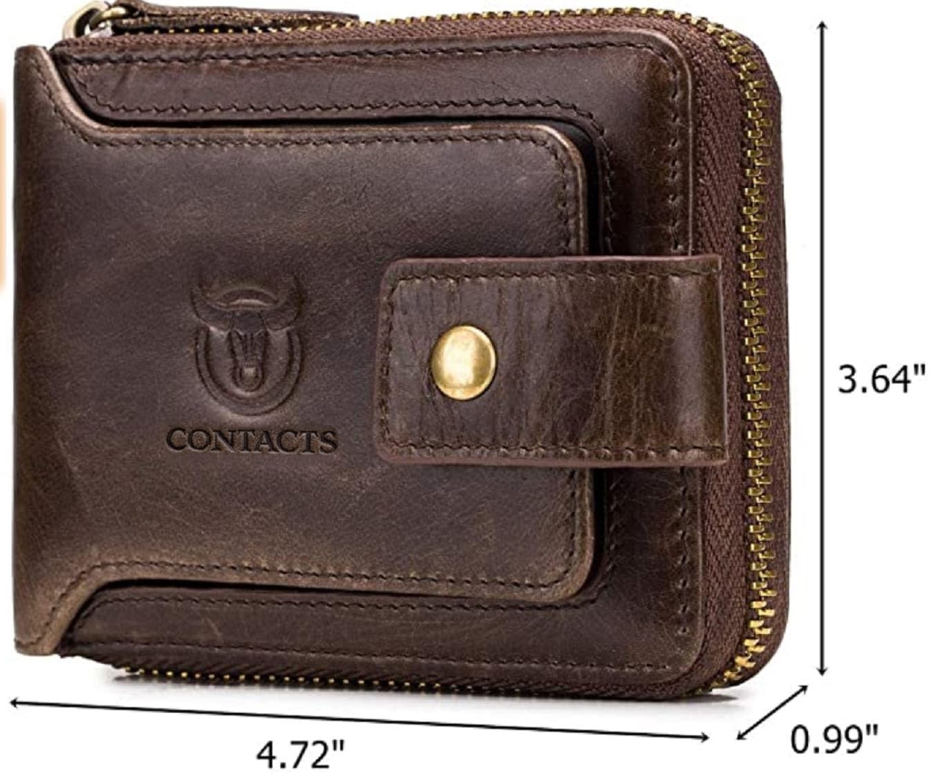 Contacts Men's Genuine Leather Wallet | RFID Blocking Wallet for Men | Slim & Minimalist Bifold Wallet | 8 Card Slots, 1 ID Window, Brown, 12 cm x 2.5 cm x 9.2 cm, RFID
