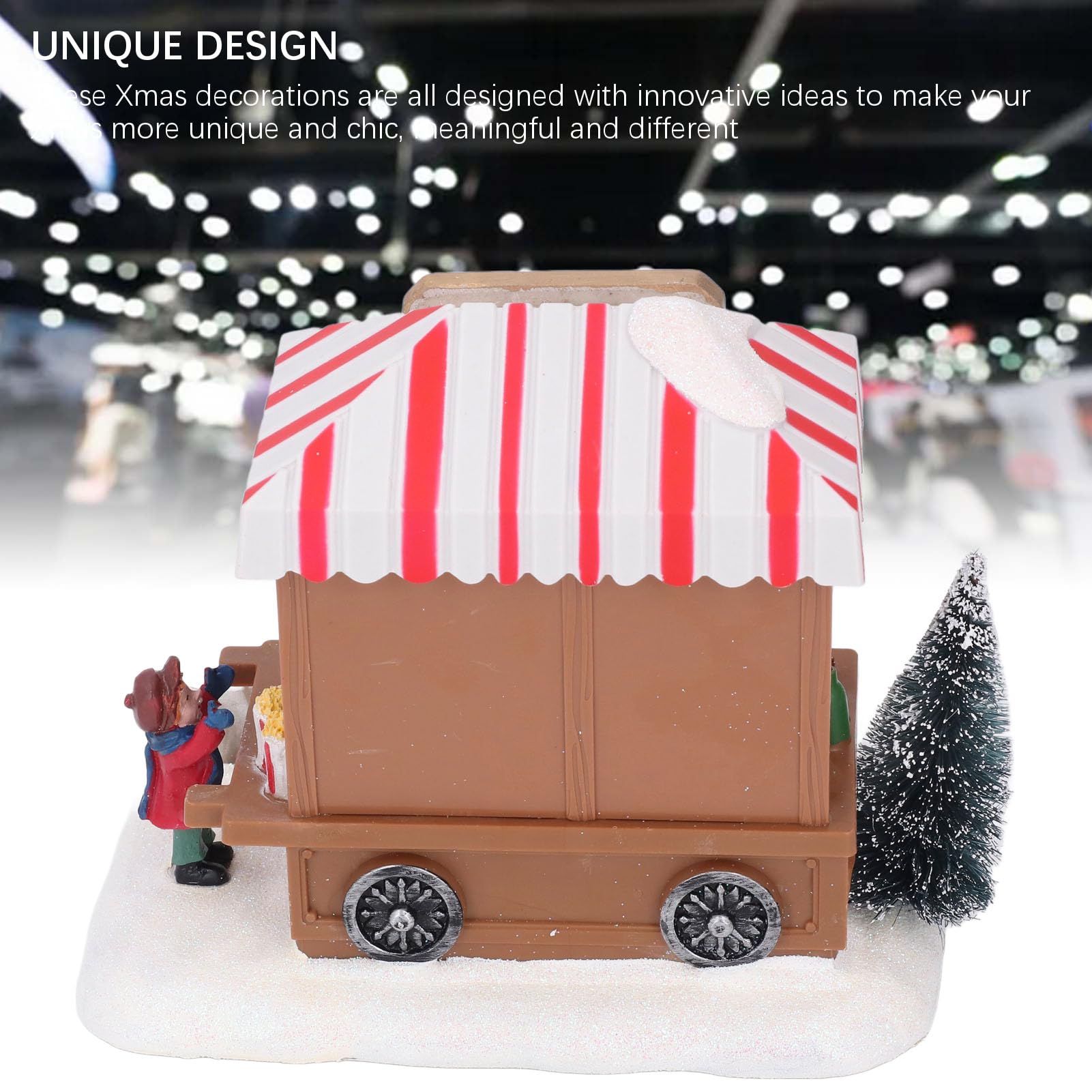 Caja de música con luz para el hogar, coche comedor luminoso con música navideña, adorno decorativo de escritorio para Navidad con alegres melodías festivas, decoración navideña de (árbol de navidad)