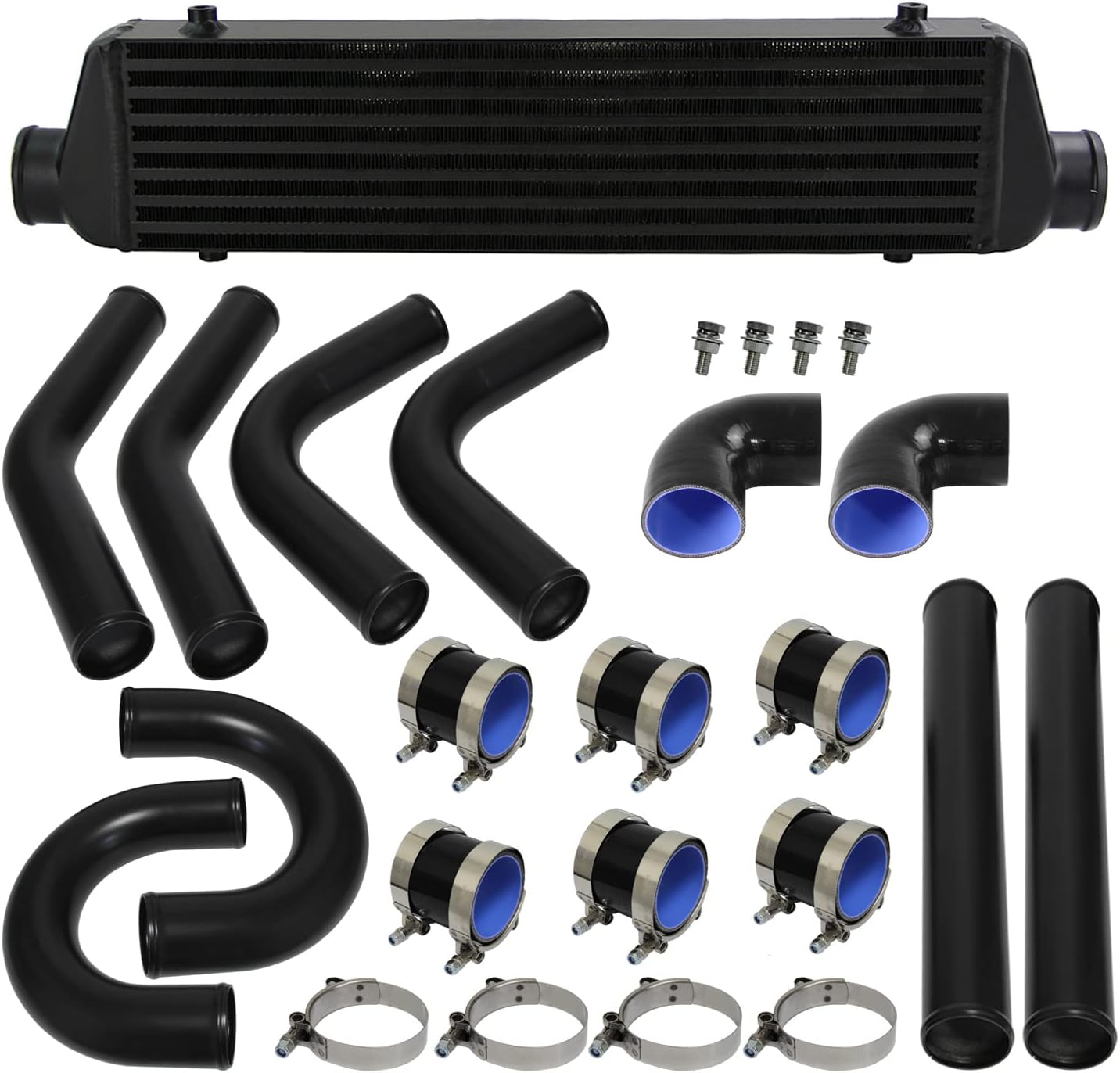 Universal DIY 2.5" 63mm Intercooler 550x180x64mm and Aluminum Pipe Piping Hose Kit