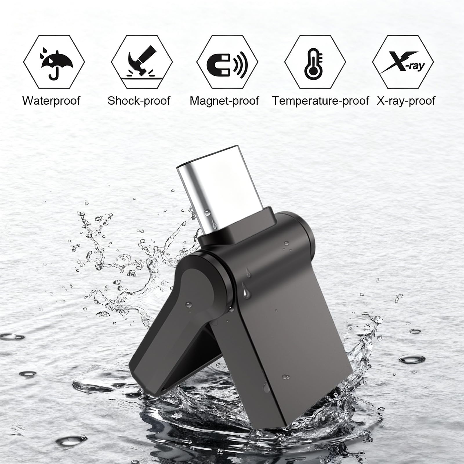Mini chiavetta USB da 8 GB, confezione da 5 unità USB C e USB A, chiavetta USB A con custodia girevole, unità USB di archiviazione esterna per iPhone 17/16/15, Android, computer, iPad e altro