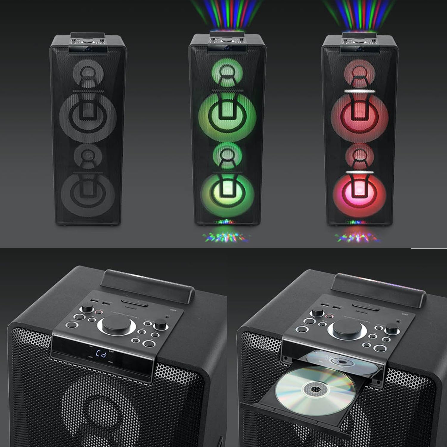 Enceinte Sonorisation - Muse M-1990DJ - DJ à LED Party Box double Bluetooth + Micro - BT/CD/AUX/USB - 1000W - Lumière OVNI