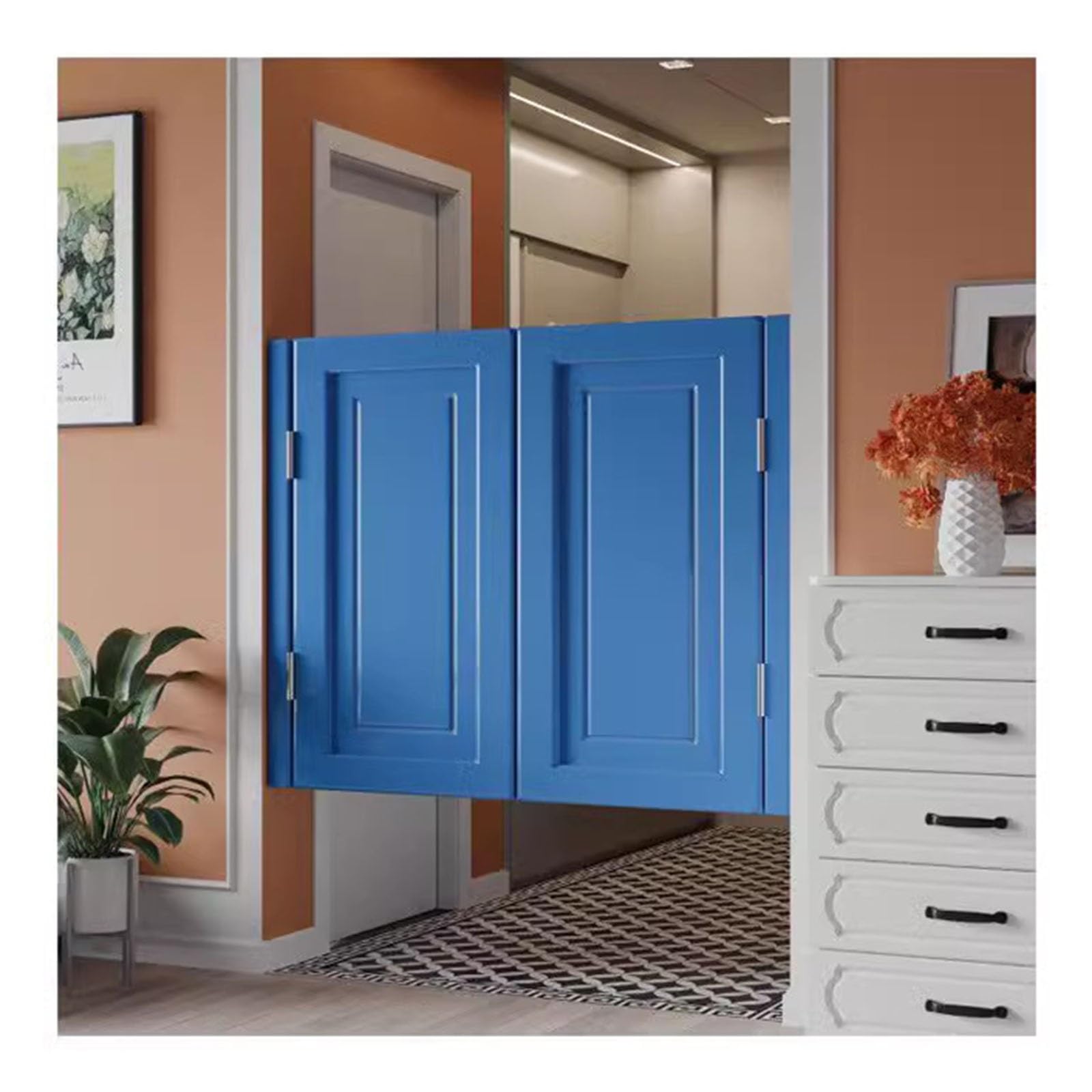 Interior Solid Wood Swing Door, Saloon Cafe Doors,Swinging Doors Cafe Doors, Auto Close Swinging barn Door Swinging Door, for Kitchen Hallway Swinging Doors (Color : E, Size : W100xH100cm(39.37x39.3