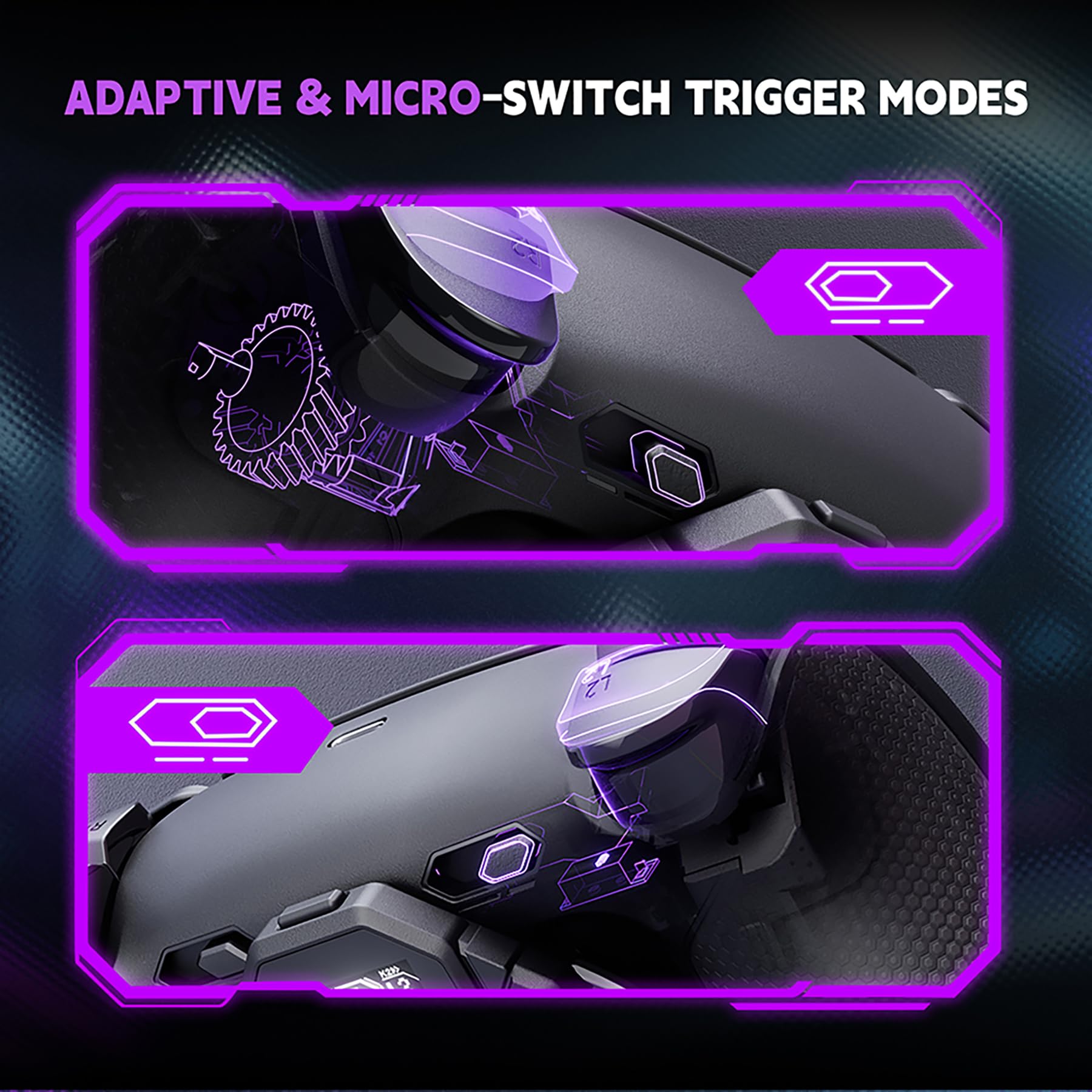 eXtremeRate SPARK Remap Kit per ps5 Controller BDM-030 040 050 060, Display OLED +Clicky Trigger Stop +Grip Ergonomici, 4 Tasti Posteriori Rimappabili Accessori per ps5 Joystick, Nero&Nero