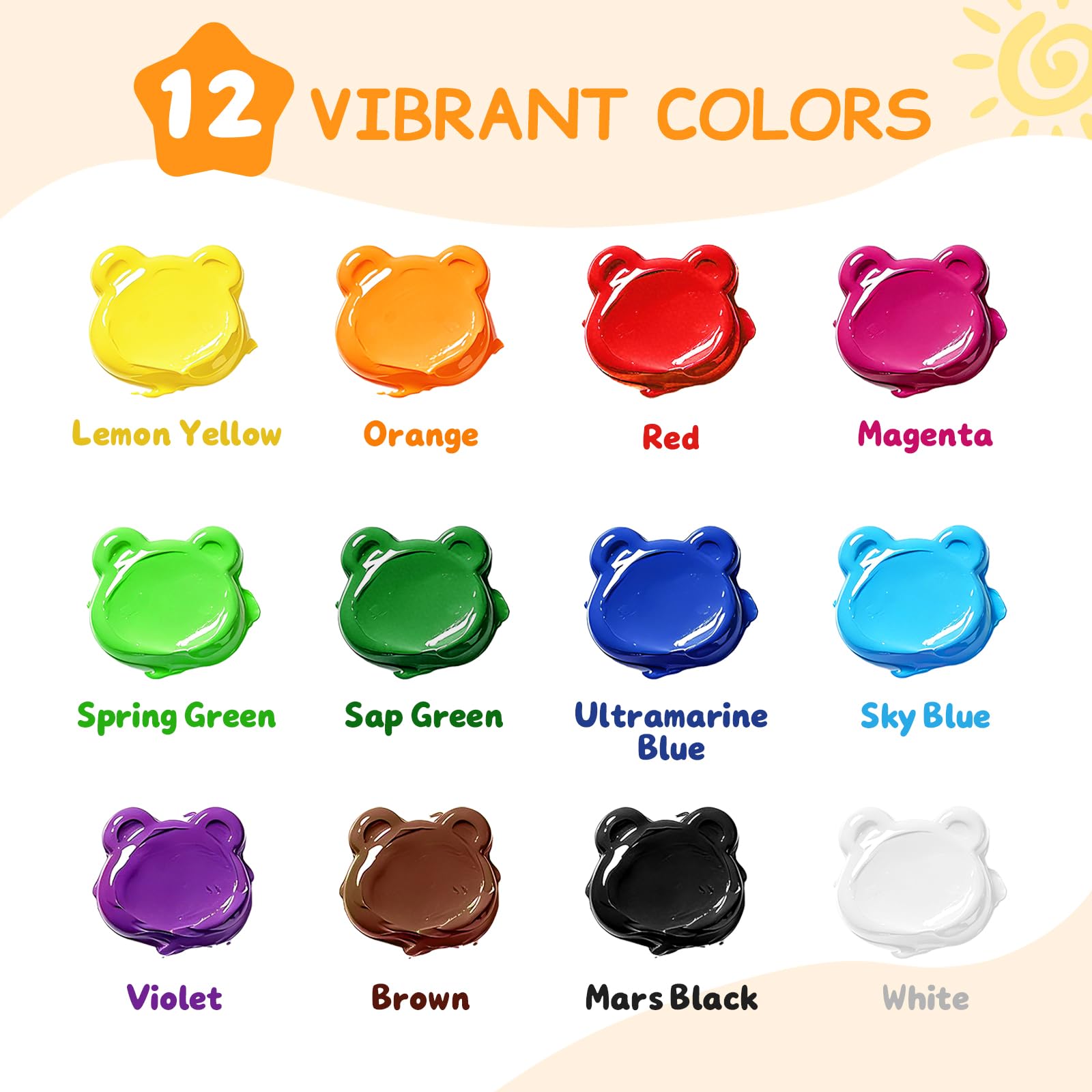 Smallbudi Finger Paint Set - 12 Colors -6