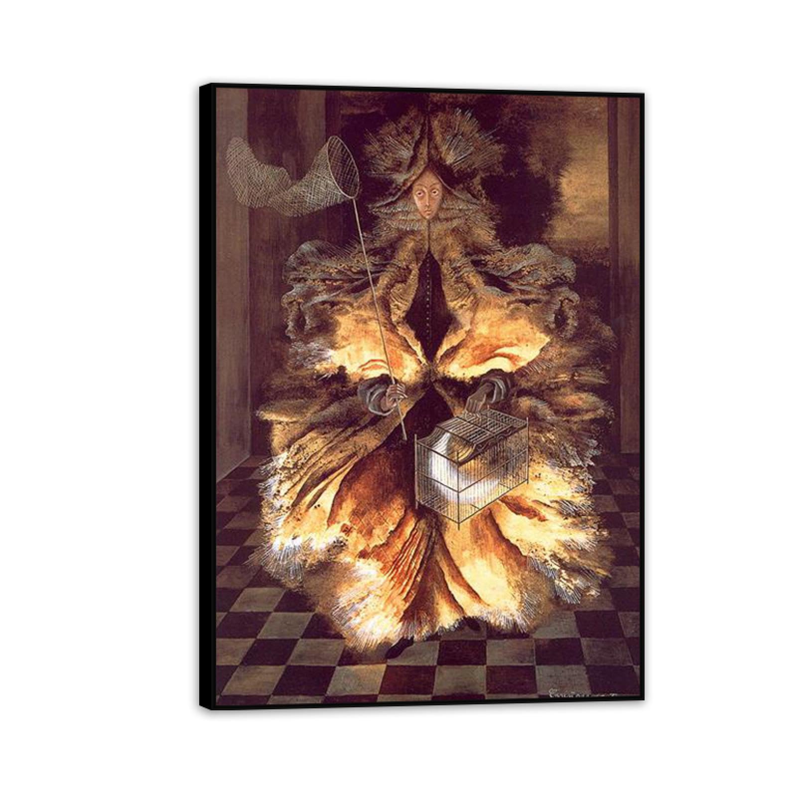 MYCGGDGH Remedios Varo Canvas Wall Art Reproductions of Famous Paintings Star Catcher Surrealist Canvas Painting Wall Decor for Living Room Bedroom Home Decor 70x50cm(28x20in) Black Framed
