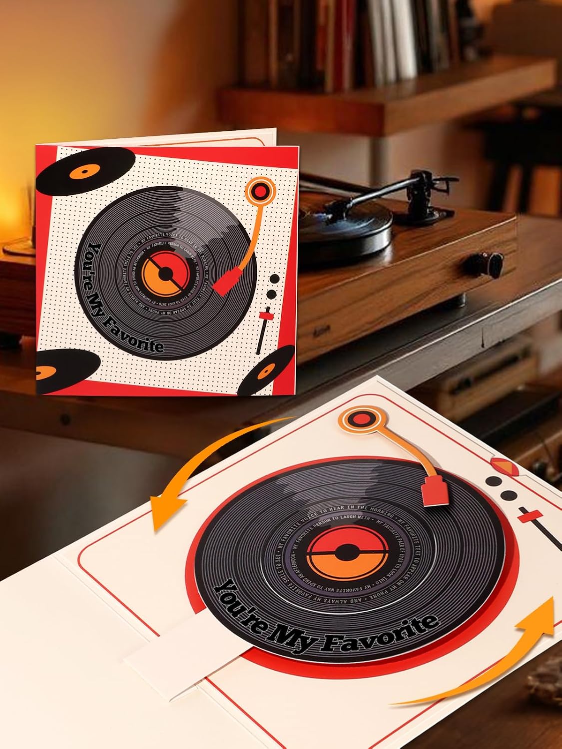 Unique Record Player Pop Up Cards - Vinyl Spins When Opened, Retro Design for Birthday Anniversary Valentine's Day All Occasion, Romantic Love Gift for Husband Boyfriend Him Wife Girlfriend Her