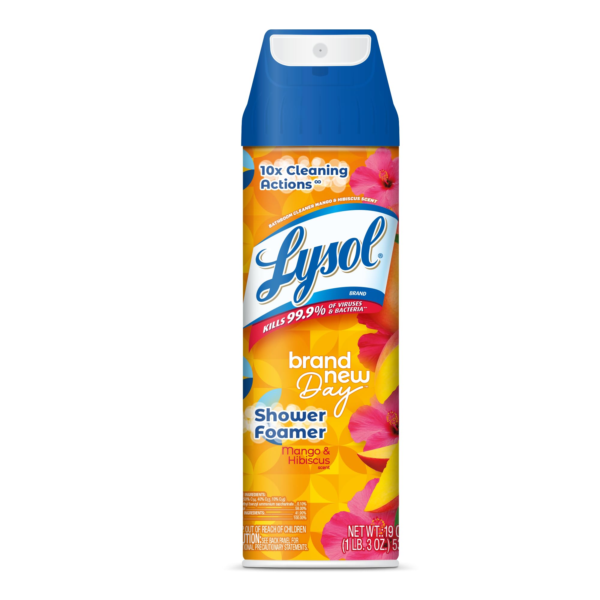 LysolFoamer Aerosol Bathroom Cleaner, Mango & Hibiscus, 19 Ounce