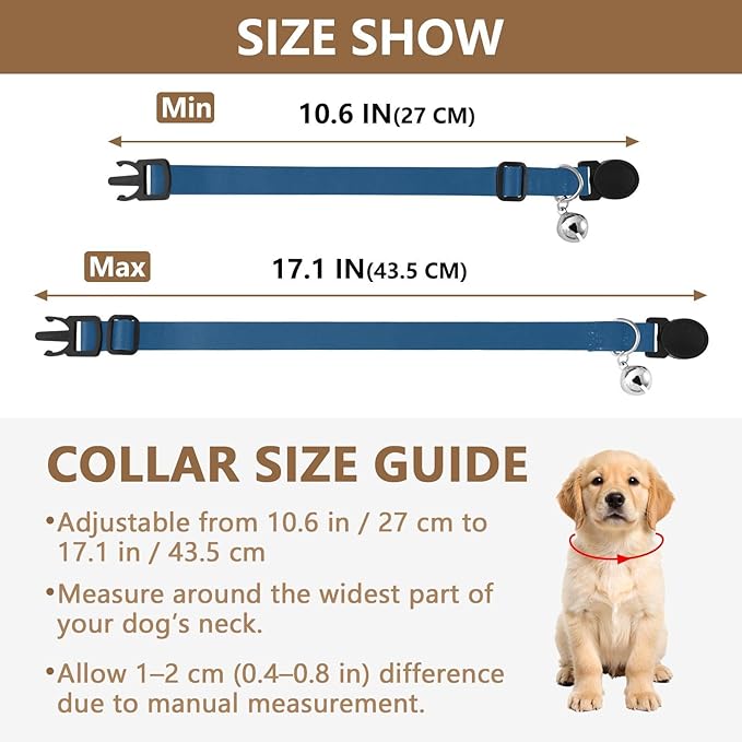 2 Collares para Perro Pequeño Ajustables con Hebilla de Poliéster Azul miniatura 4