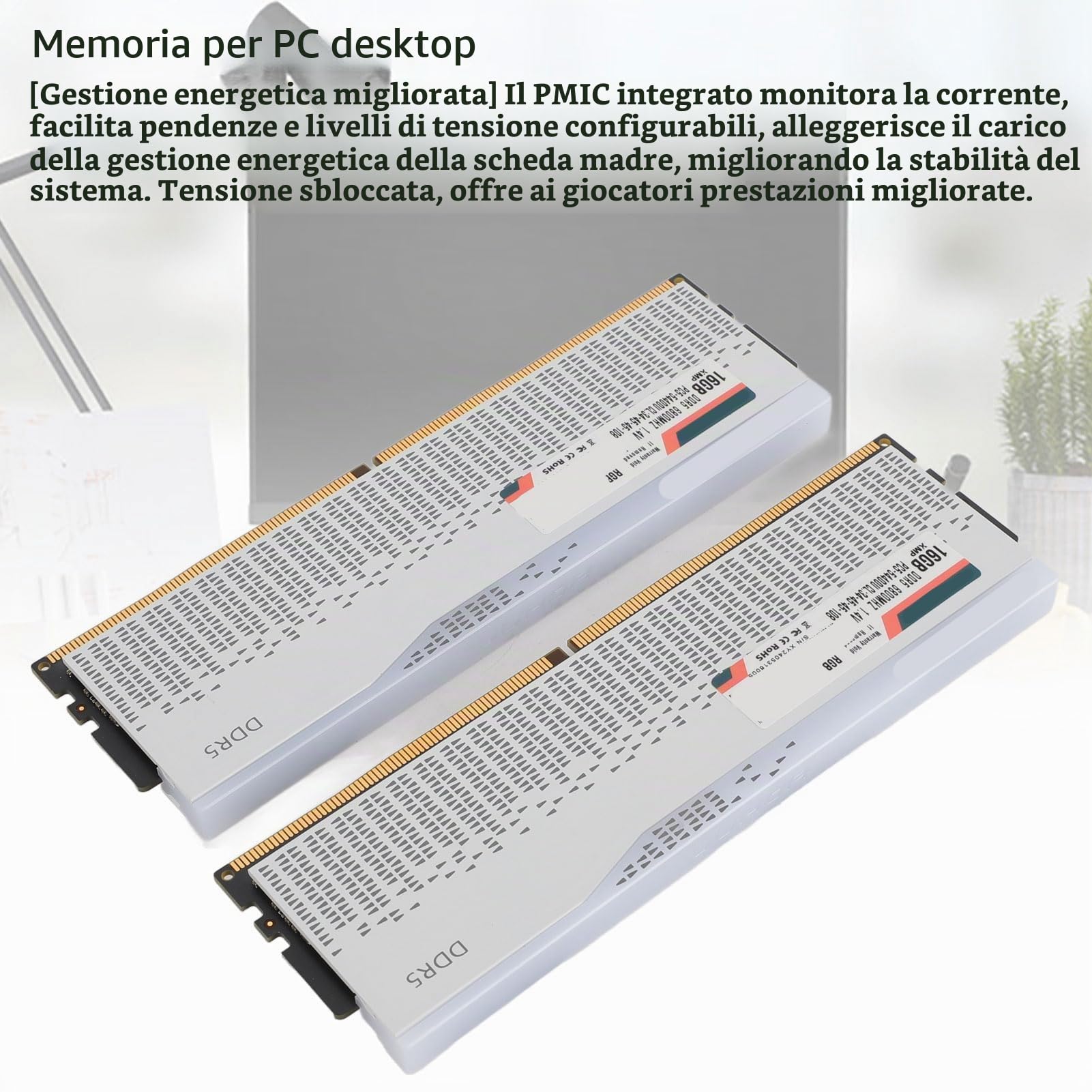 RAM DDR5, 32 GB 2x16 GB 6800 MHz PC5 54400U CL34 45 45 108 Kit di Memoria RGB, XMP3.0 EXPO Overclocking ECC Correzione Errori, per Computer Desktop