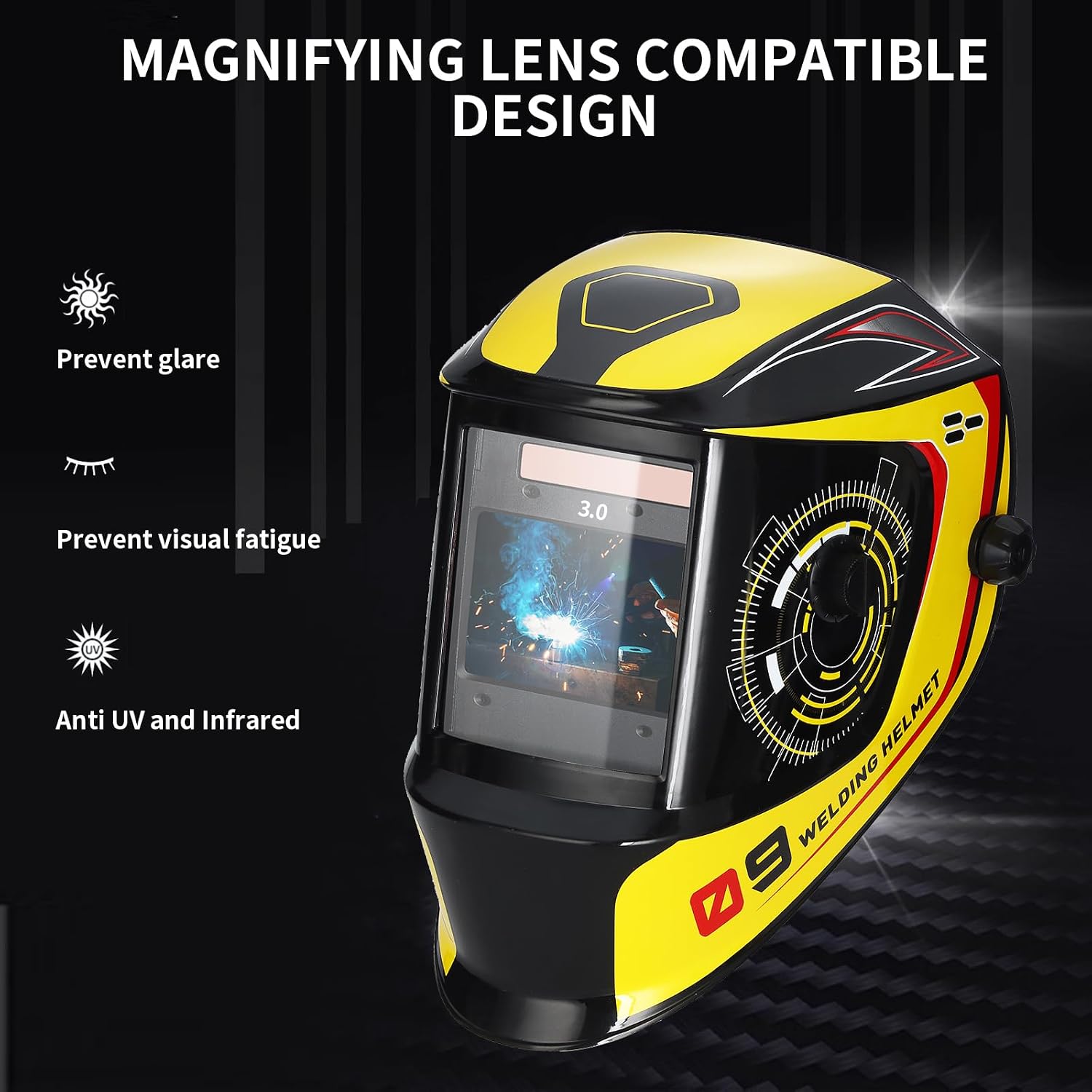 2/Pack Welding Glass Magnifier Lens Eye-Protecting Welder Accessories 0.75 1.0 1.25 1.5 1.75 2.0 2.25 2.5 2.75 3.0 Diopter Professional Processing Welding Helmet Magnifier Cheater Lens (3.0)
