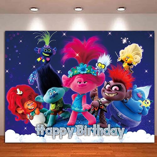 Trolls Poppy - Telón de fondo de fotografía de amapola con texto en inglés "Noche estrellada, Trolls brillante, fondo de fotos de amapola para