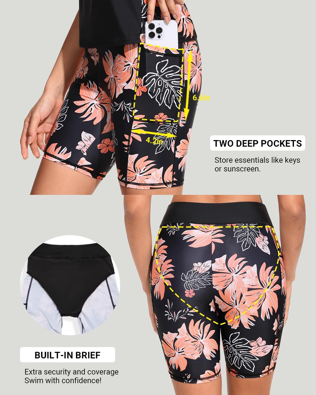 Tempt Me Women 3 Piece Tankini Swimsuits - Athletic Bathing Suits Swim Tank Top with Boy Shorts and Bra Modest Swimwear 2026 - Image 5