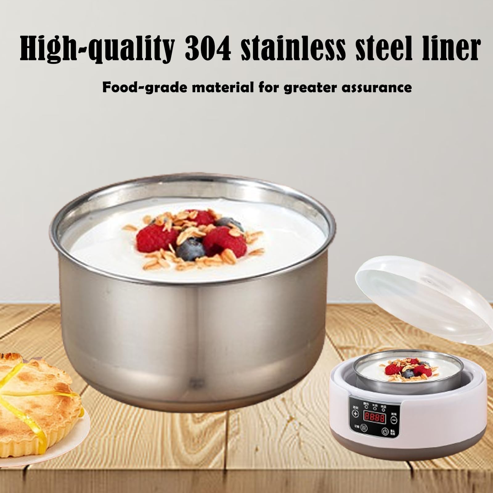 Genérico Yogurtera ProbióTica, MáQuina EléCtrica para Hacer Yogur, Incubadora De Yogur Multifuncional para El Hogar De 1200 Ml con 5 Tarros De Yogur, Yogurtera con Control De Tiempo Ajustable