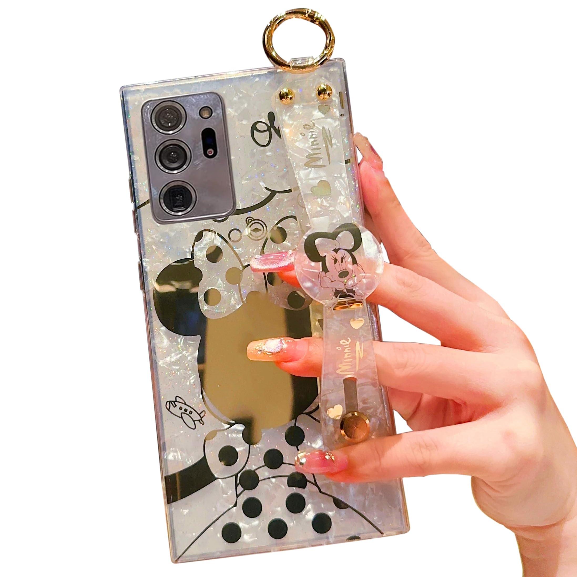 PHOQOYO Case with Wrist Band Kickstand | Ultra Slim IMD Animal Pattern Shockproof Cover | Cute Cartoon Characters Design for Samsung Galaxy Note 20