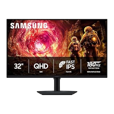 Samsung 32” Odyssey G5 G50F QHD Resolution Gaming Monitor, 180Hz Refresh Rate, Fast IPS Panel, HDR10, NVIDIA G-Sync Compatible, 1ms Response Time (GtG), AMD FreeSync™, Adjustable Stand, LS32FG502ENXZA