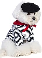 Vista 6 de Disfraz de artista para perro con sombrero divertido, ropa para mascotas, camisas para perros pequeños, camiseta de verano para cachorros (S) negro