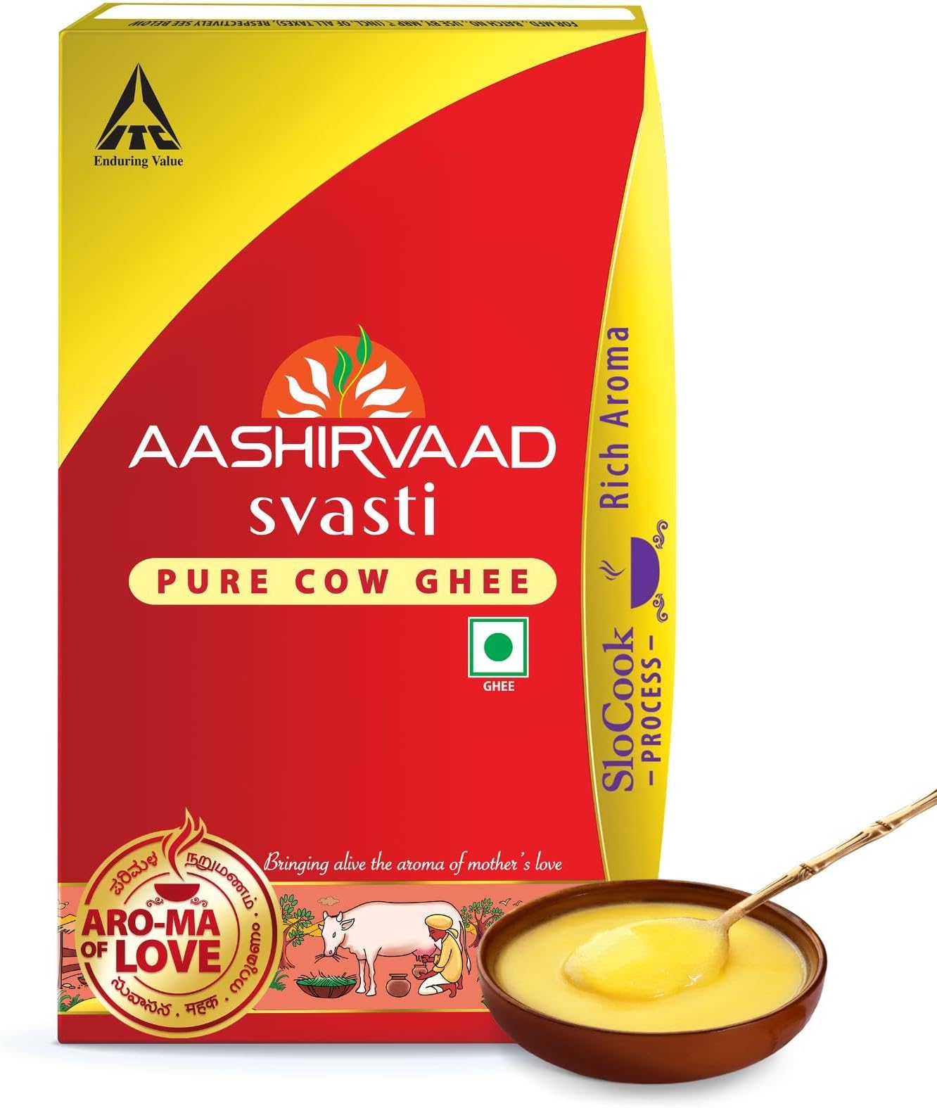 Aashirvaad Pure Cow Ghee, Tetrapack, Rich Aroma, 1L