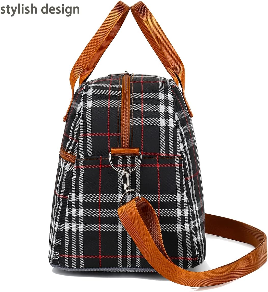 FlowFly Insulated Lunch Bag for Women & Men, Large Reusable Lunch Tote with Shoulder Strap & Handle, Freezable Cooler Bag for Work, Travel & Meal Prep,W&B (W&B)
