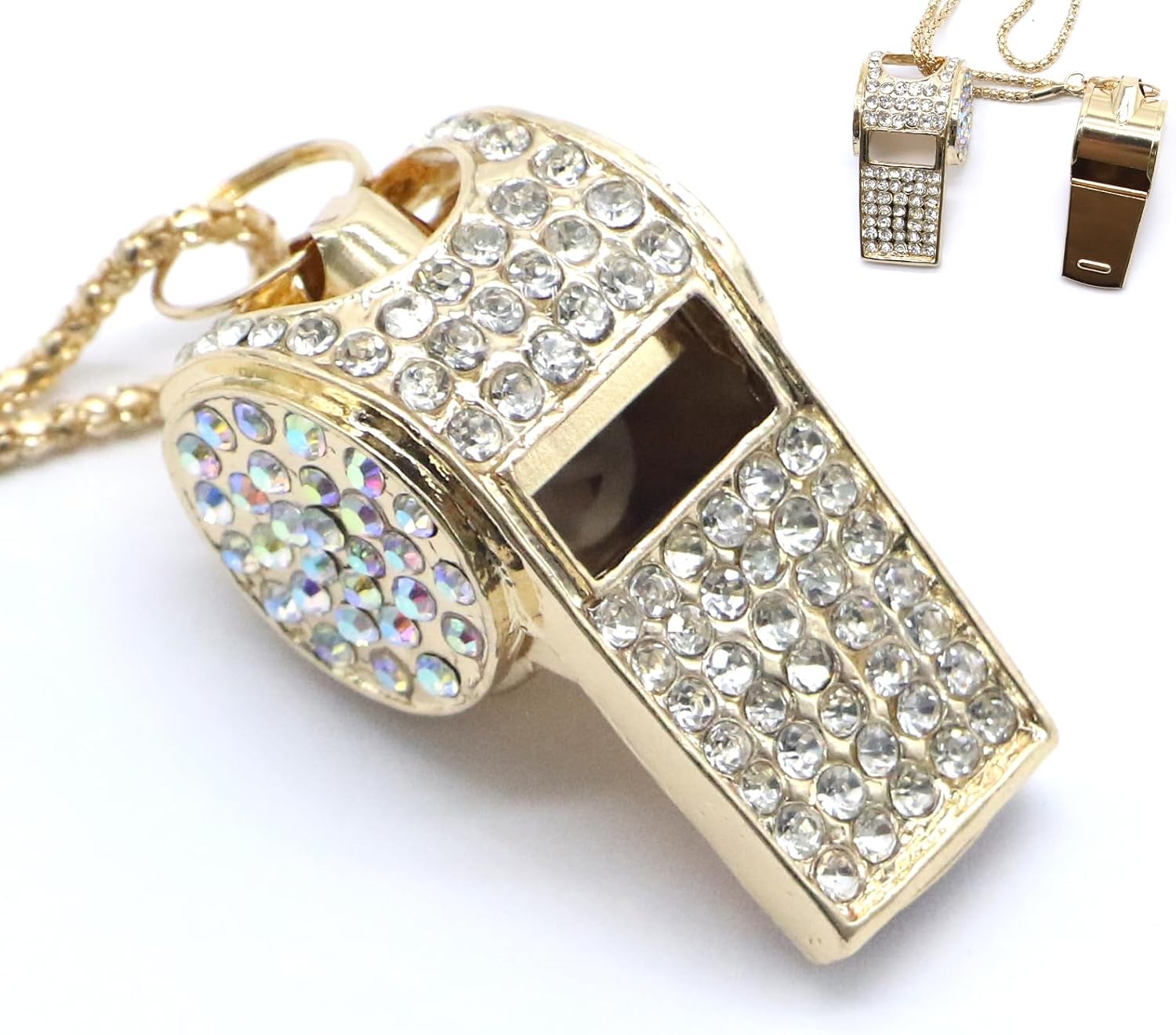Whistle, Bling Whistle, Metal Crystal Rhinestone Whistle with Keychain, Loud Crisp Sound Whistles for Coach, Referee, Basketball, Lifeguard, Survival