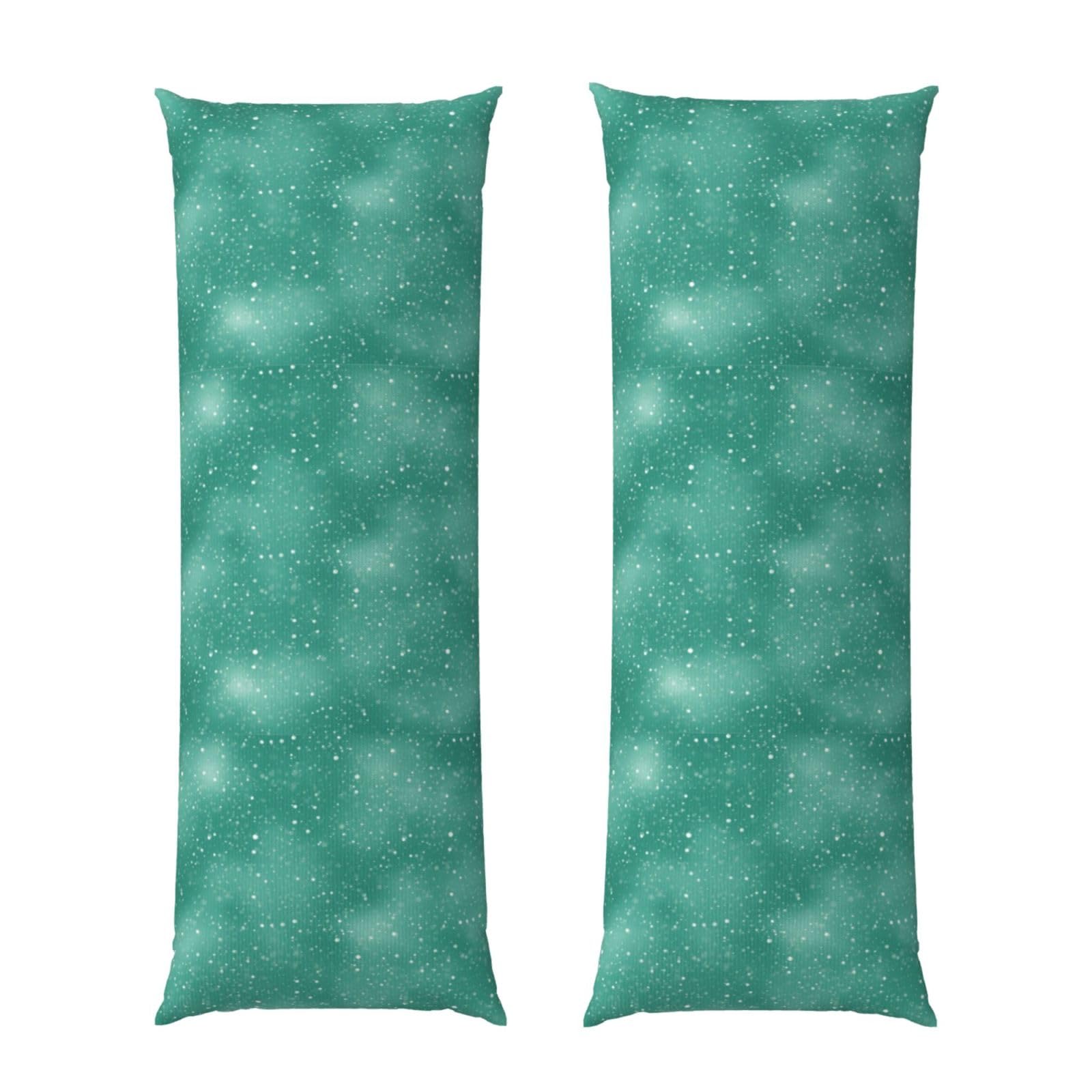 Long Pillowcase 20x60 Teal Turquoise Green Glitter Sparkle Texture, Body Pillow Cover with Hidden Zipper, Premium Quality Velvet, Breathable Rectangular Case for Bed Couch