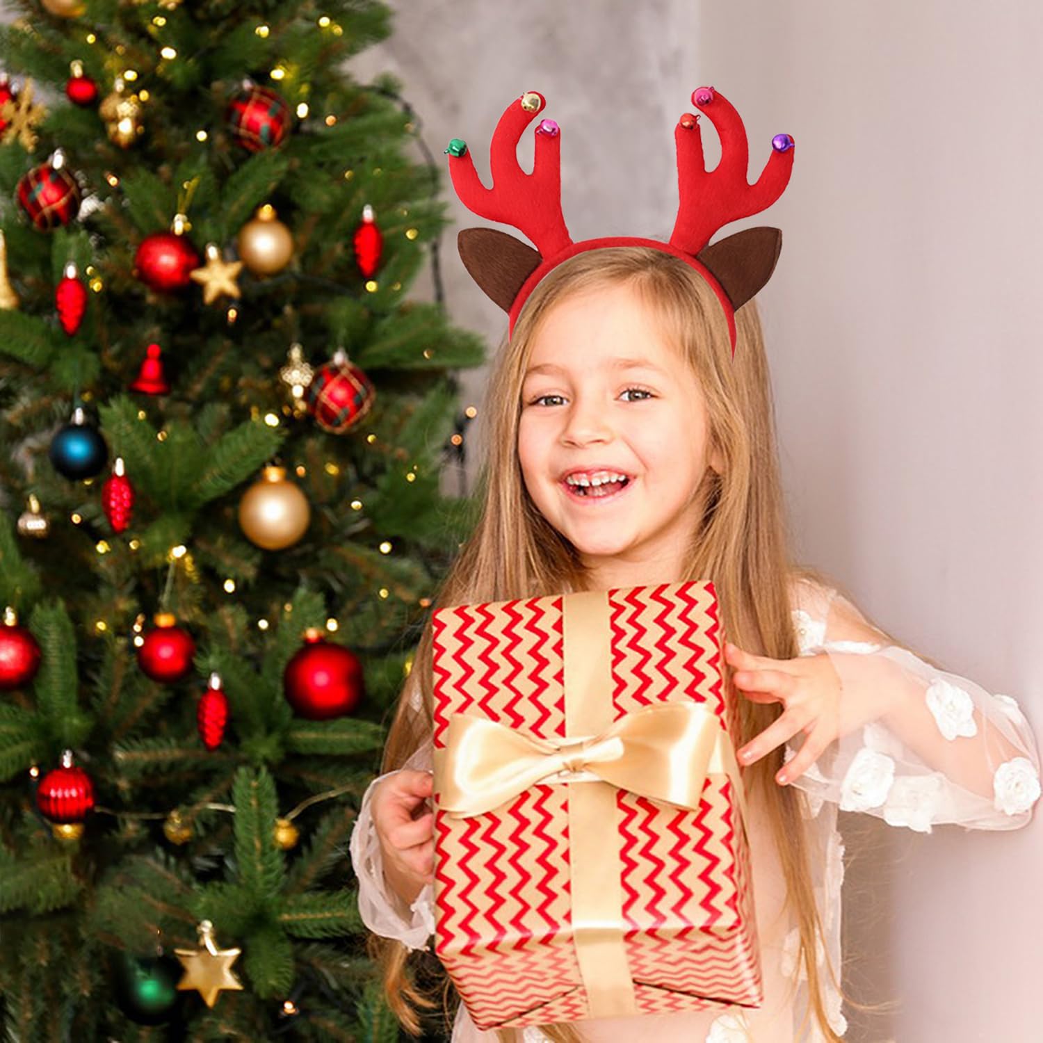 12 Cerchietti Natalizi BQTQ - Fasce Per Capelli Con Renna, Albero, Elfo, Pacchetto Decorazioni Festa - 5