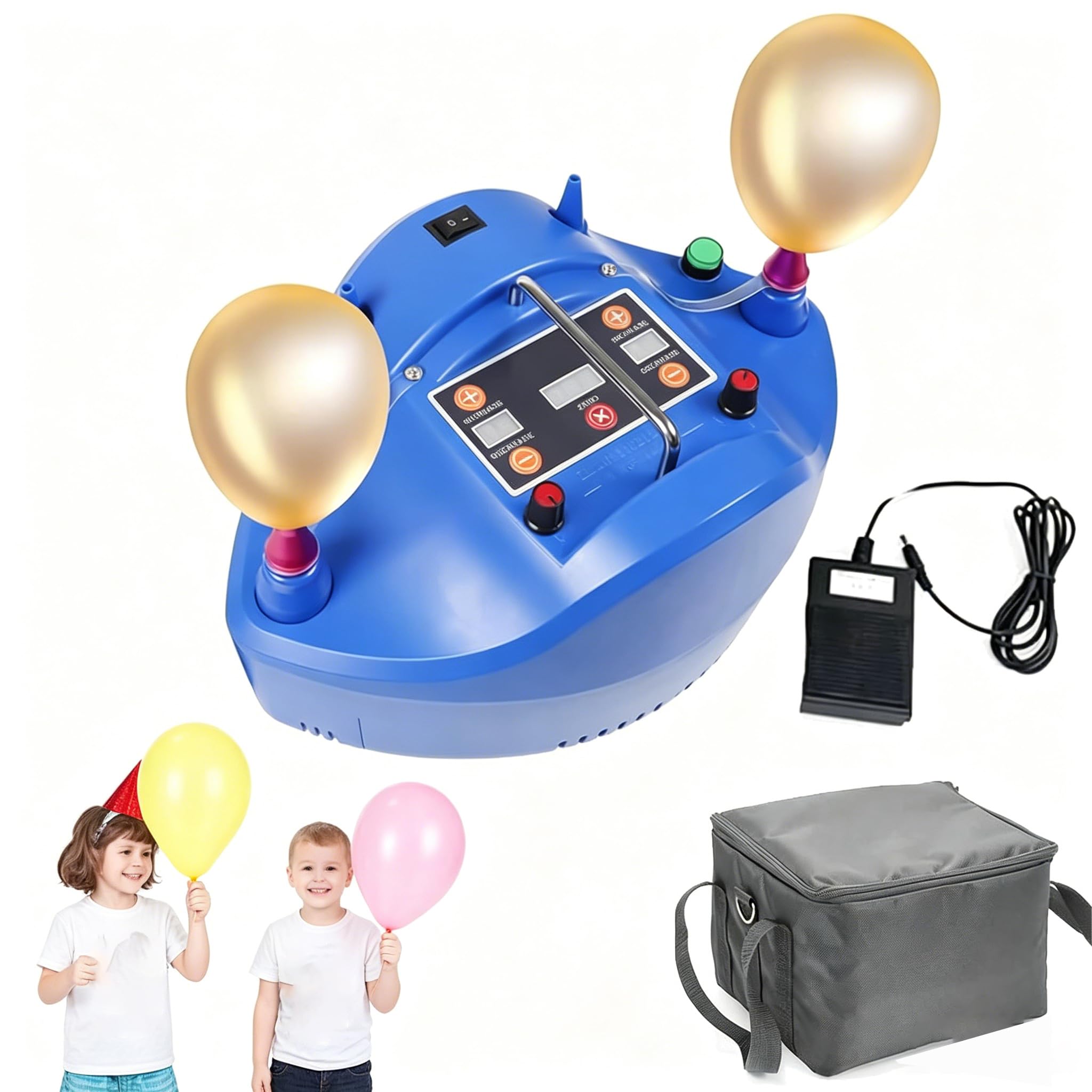 Elektryczna pompka balonowa 1200 W, szybki pompka z cyfrowym timerem i przełącznikiem nożnym, ilościowa pompka powietrza do dekoracji ślubnych