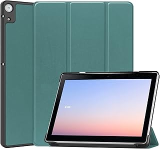 NUPO for docomo dtab d-51C 10.1インチ ケース 超軽量 極薄 高級PU レザー 開閉式三つ折 スタンド スマートケース スタンド 機能 スマートカバー ドコモ dtab d-51C 2022年発売 対応（ダークグリーン）