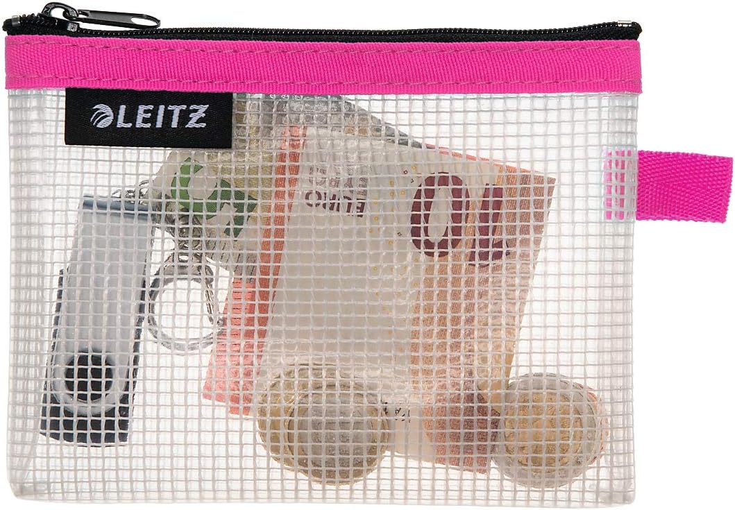 Leitz Wow Travel Pouch, Water Resistant, Translucent, Ideal for Visible Storage and Organisation, Small (A6) - Pink