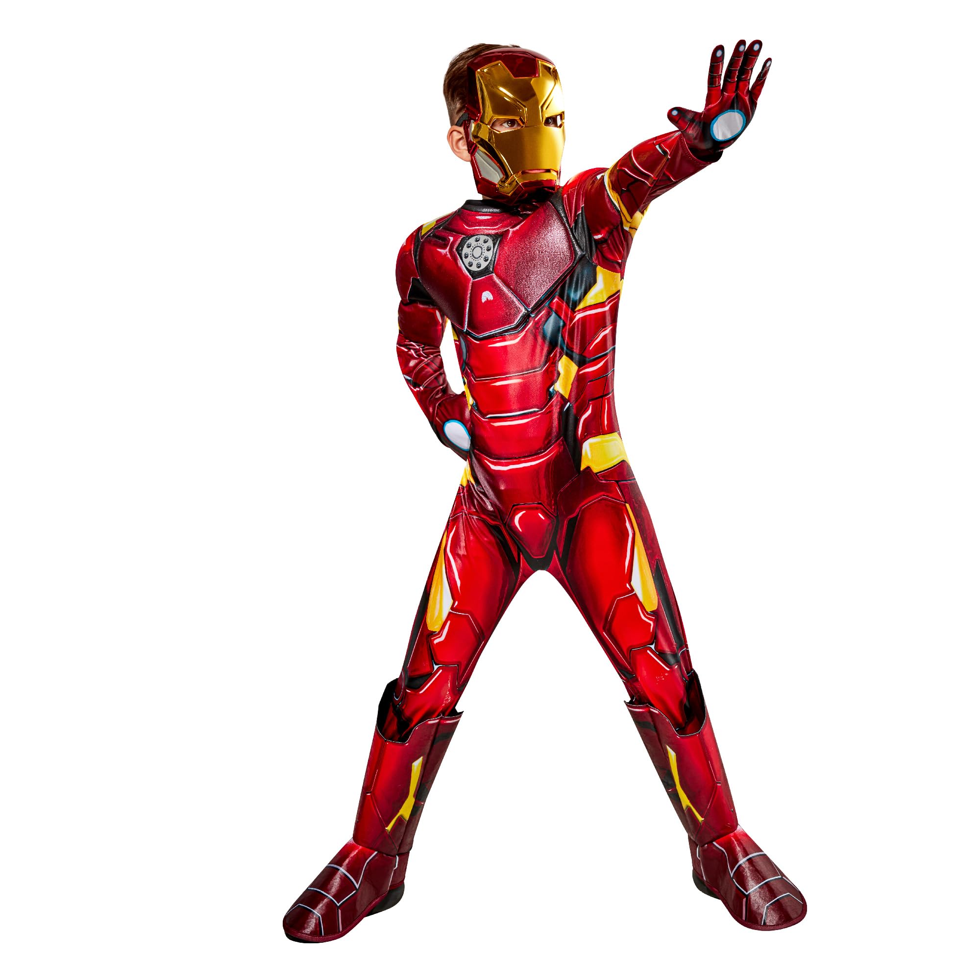 Rubies Costume Iron Man Premium pour garçons et filles, avec armure 3D et réacteur, couvre-​bottes, masque et gants, officiel Marvel pour carnaval, Halloween, anniversaire, Noël