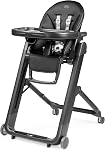 Peg Perego Siesta, Grow avec chaise haute pliante bébé & inclinable, réglable en hauteur, rapide & Roues à poussoir faciles pour bébés & Jeunes enfants, fabriqués en Italie, Licorice (Noir)