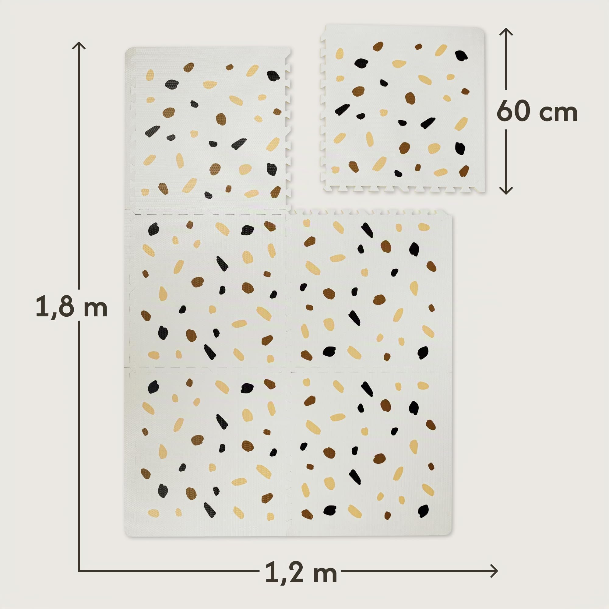 Hakuna Matte Stylische Puzzlematte Baby 180 x 120 cm Konfetti | 6 XXL-Platten à 60x60cm – 20% dickere, weichere Puzzlematte für Kinder–schadstofffreie, Pflegeleichte Baby Krabbelmatte