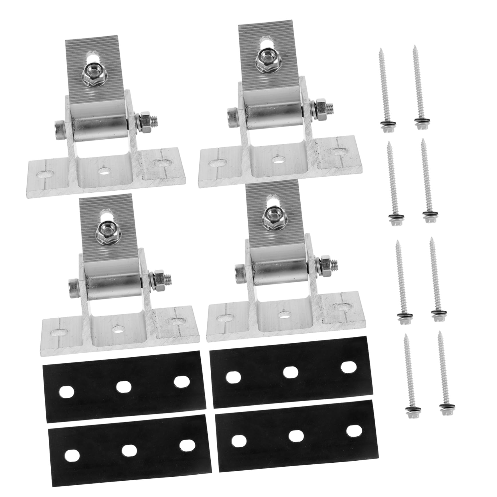 Gadpiparty Soporte De Montaje Para Panel Solar Ajustable De Aleación De Aluminio Pie Delantero Estable, Kit Tornillos Para Madera y Almohadillas De Goma, Adecuado Para Instalación Exterior, 4 Piezas
