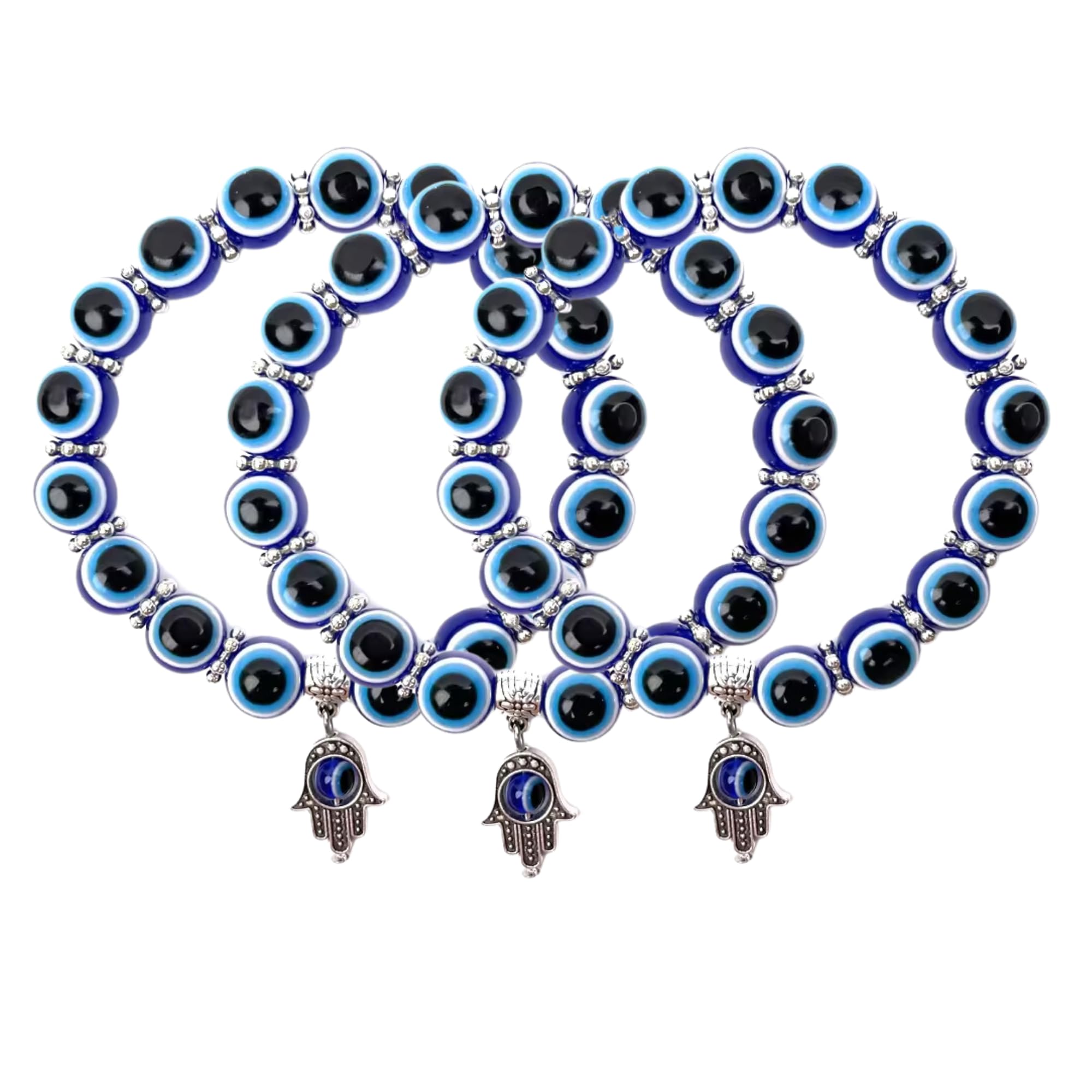 Crystal mala Evil Eye Hamsa Blue Beaded Charm Stretch Bracelet Hand of Fatima Turkish Lucky Evil Eye Bracelet for Protection and Blessing (Pack of 3) (B0D26BXRLH) Amazon Price History, Amazon Price Tracker