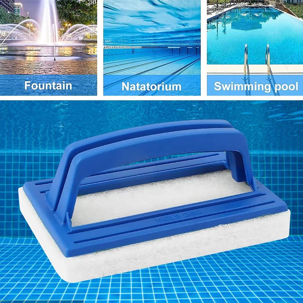 4 Stück Pool Schwamm Bürsten, Pool Bürsten Set, Pool Reinigungsbürste, Schwimmbadbürste mit Griff, Poolreinigung Handschrubber Algenbürste für Spa, Badewannen, Poolflecken und Schmutz