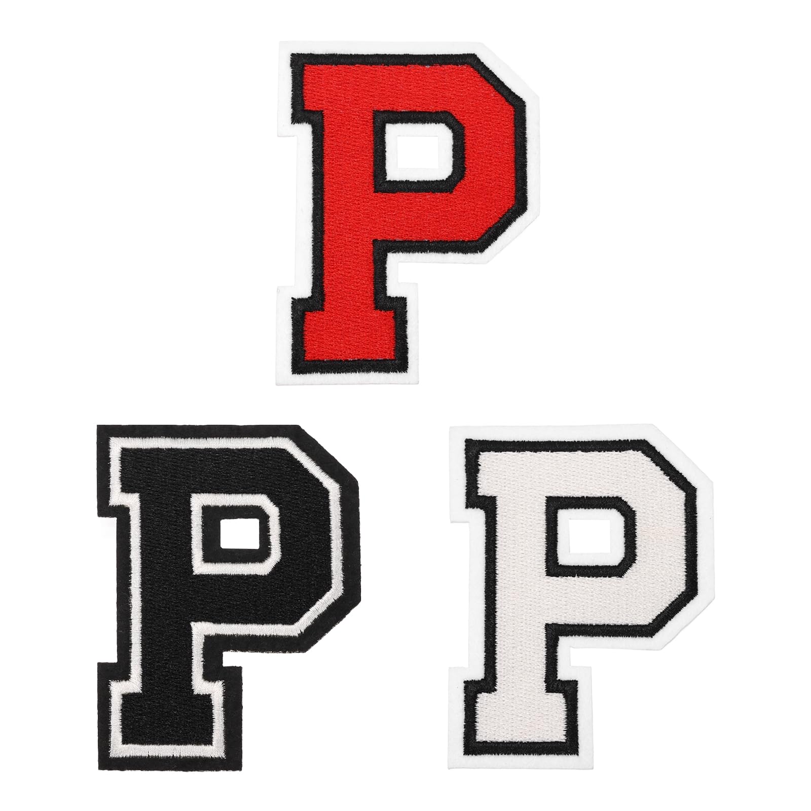 sourcing map 3 Pcs 3 Inch Iron-on Letters Patches, Letter P Embroidered Alphabet Appliques for Clothes Jacket Dress Hat Backpacks DIY Accessories, Red/White/Black