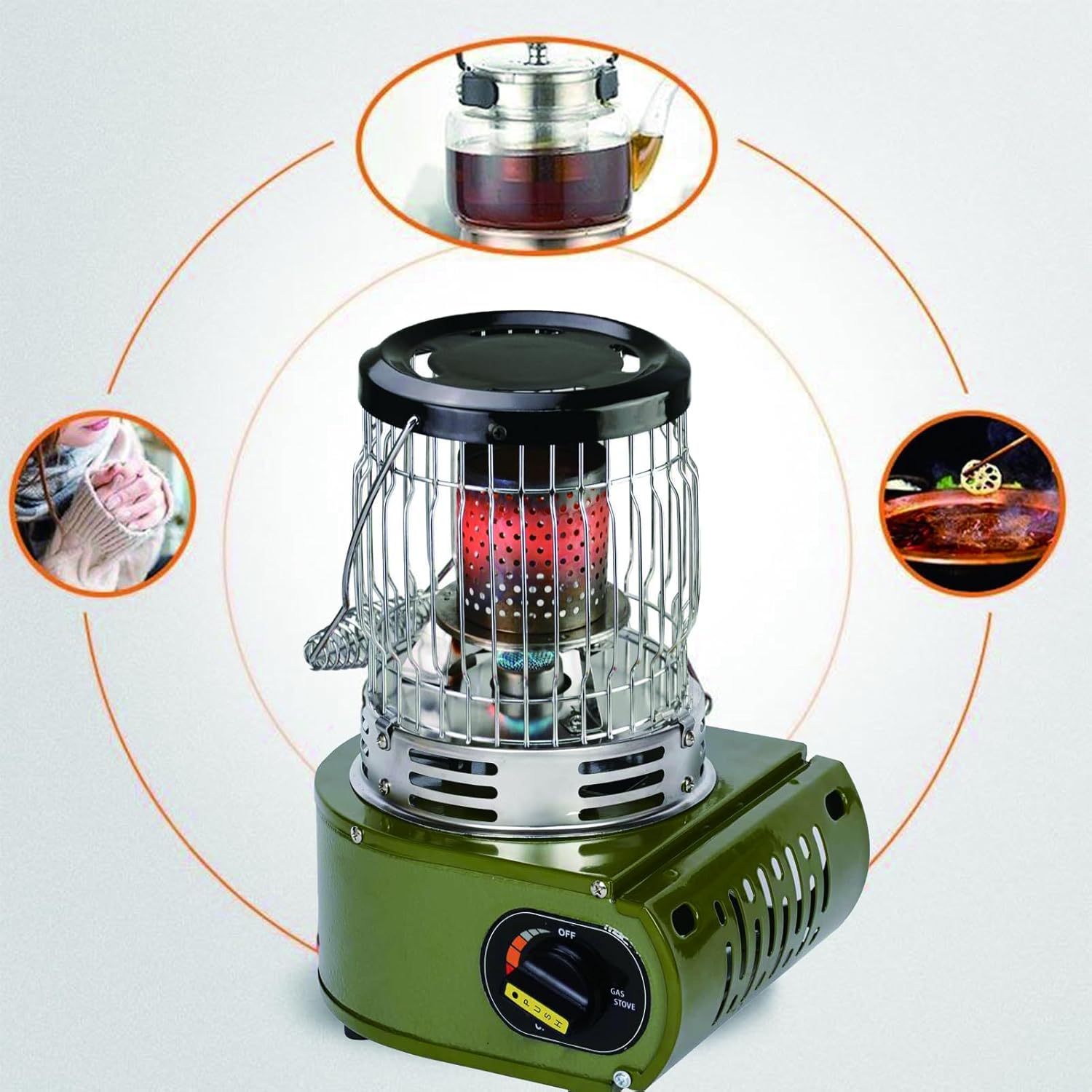 [GLLJT] Portable Kerosene Heater Stove, Emergency Heater No Electricity, Kerosene Heater for Indoor Use - Safe & Portable Heat Source for Power Outage, Camping, and Garage (beige)