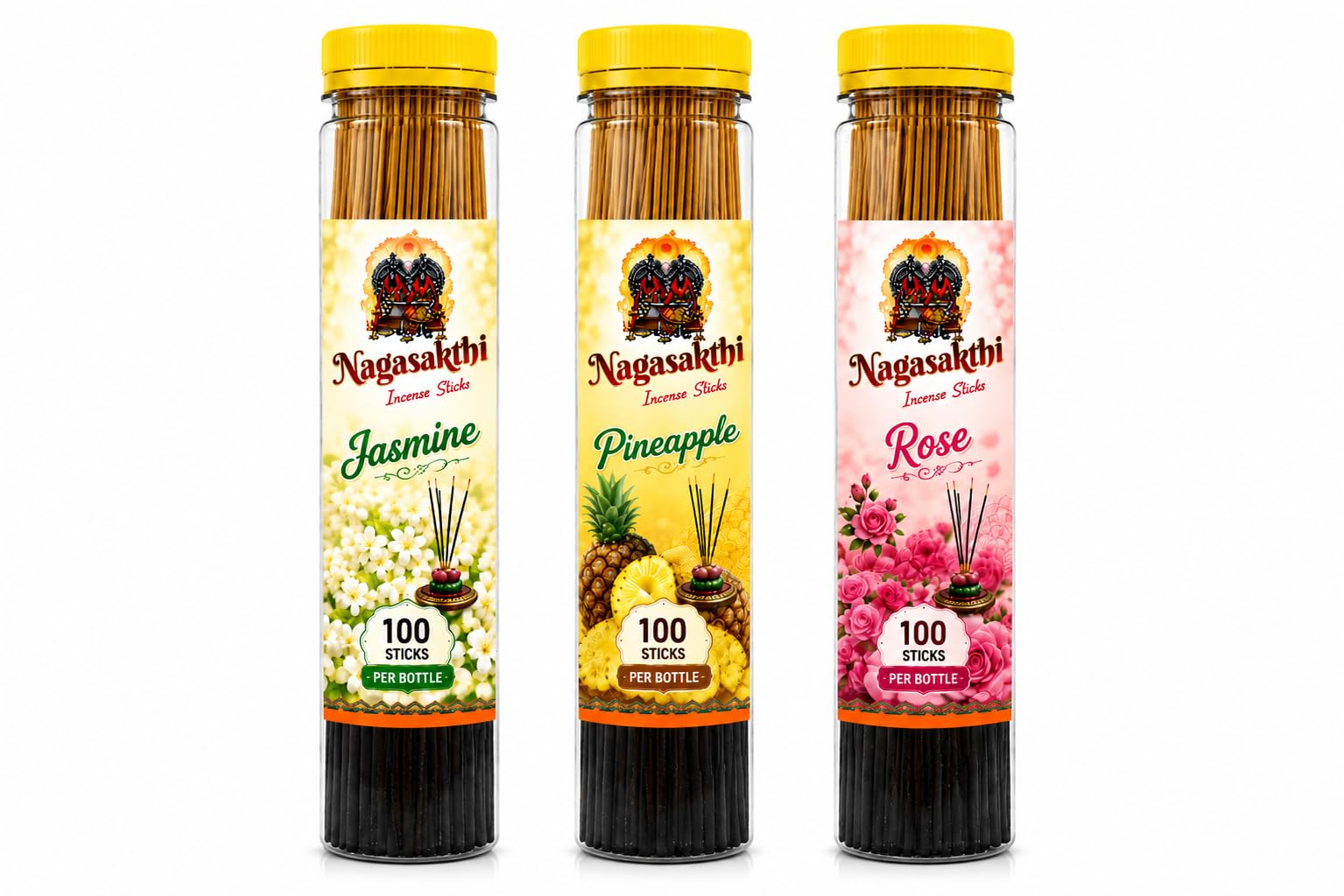 Combo Agarbatti - Soothing Fragrances of Jasmine, Pineapple & Rose-picture-49